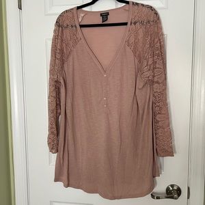 Torrid Lace Inset Henley Tee